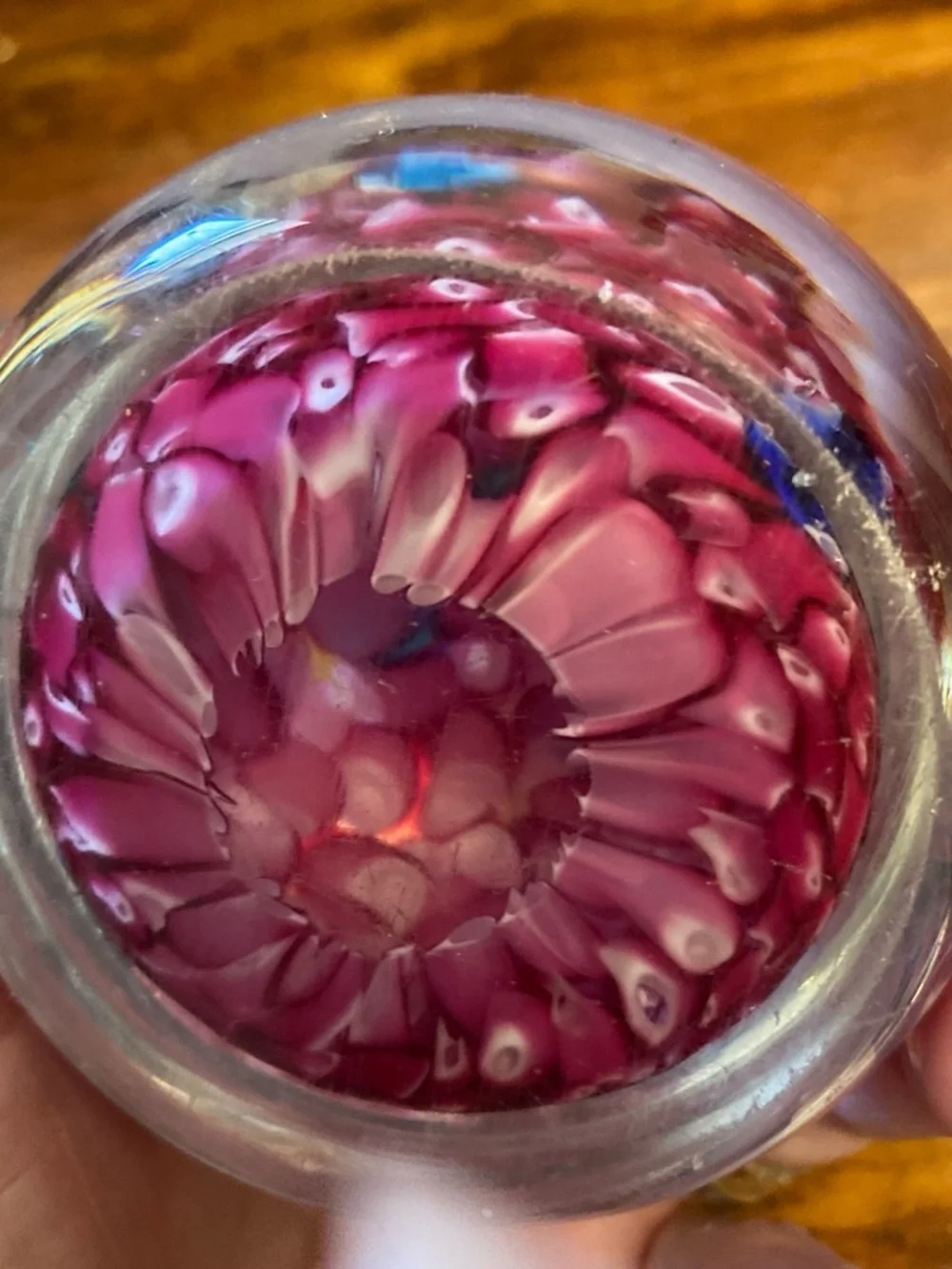 Hand blown  Pink Decorative Glass Paperweight - Brand Unknown